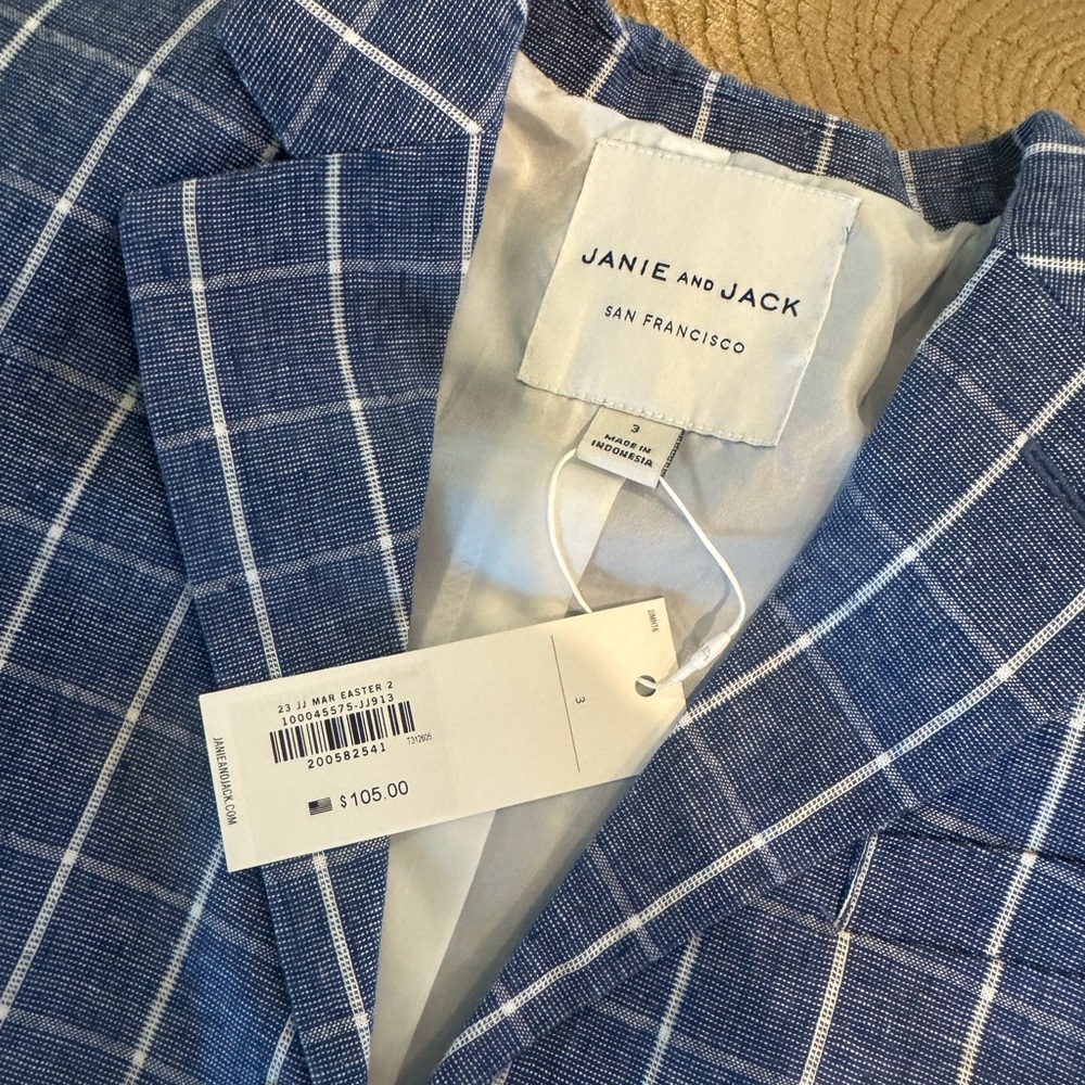 Janie and Jack Blue Checkered Boy Blazer